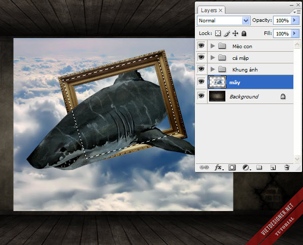 Bài hướng dẫn manip đầu tiên - Cá mập thoát ra từ trong tranh