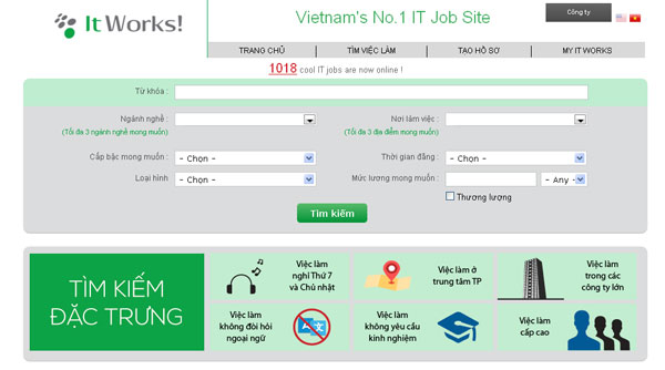 Chức năng Tìm kiếm việc làm tại ItWorks.vn